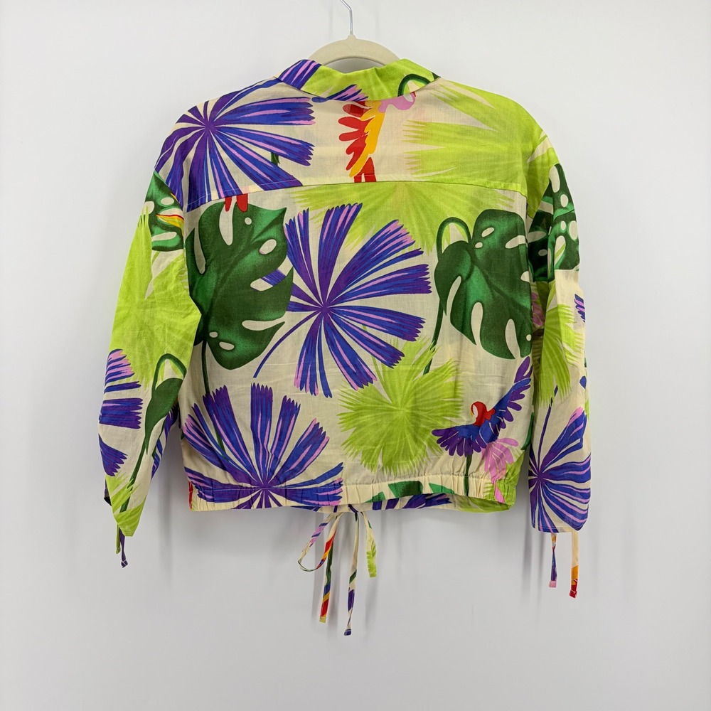 Marc New York Jeans Tropical Leaf Print Button Up Shirt Top Cropped Size S - Picture 2 of 6